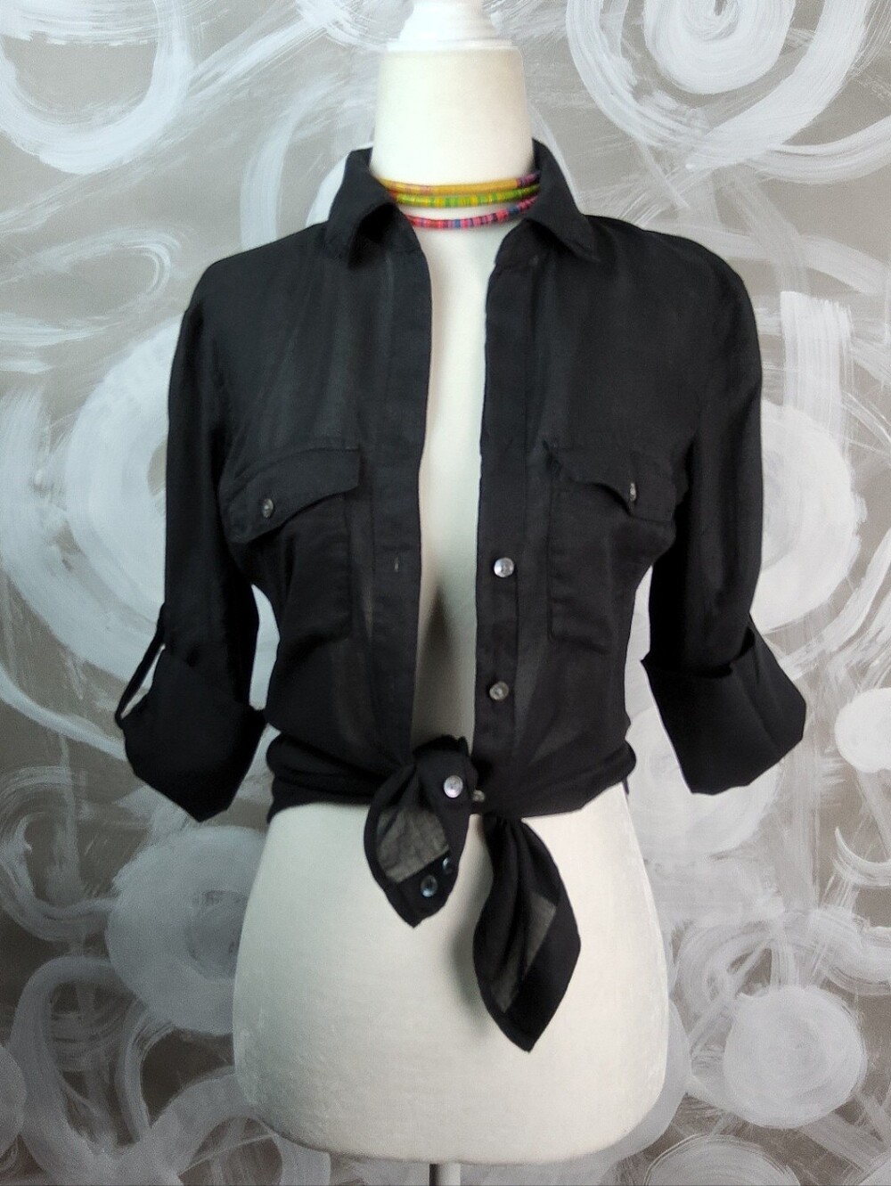 JAMES PERSE Standard Wmns Sz 1 (XS) Button Down Shirt Ribbed Side Cotton Classic